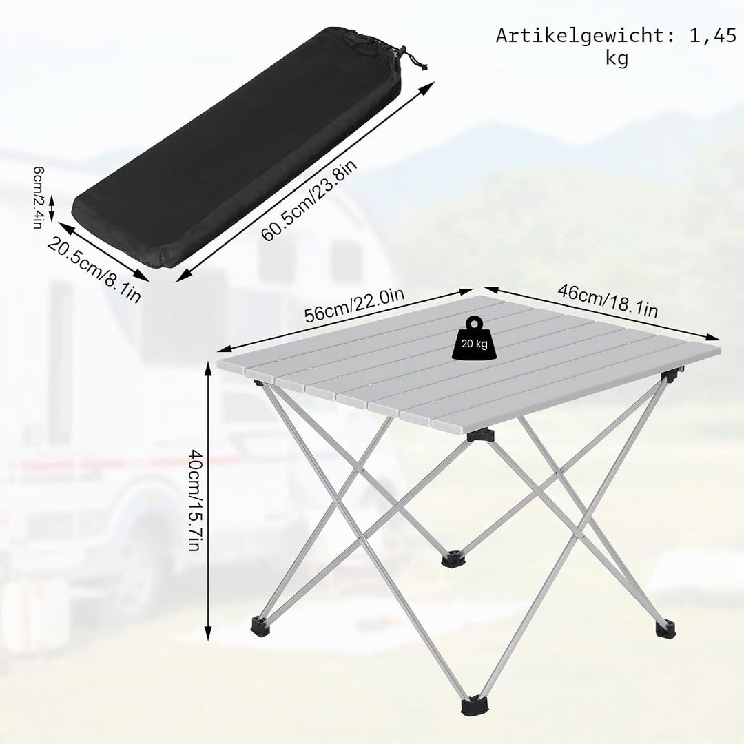 WOLTU Alu Campingtisch klappbar Falttisch Ultra Leichte tragbar mit Tragetasche, Klapptisch Kleiner