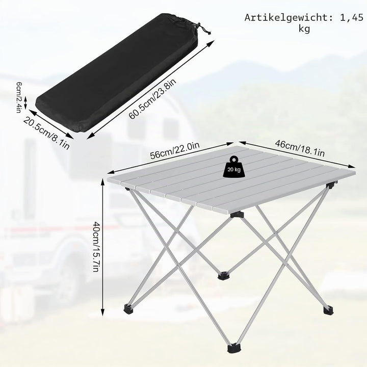 WOLTU Alu Campingtisch klappbar Falttisch Ultra Leichte tragbar mit Tragetasche, Klapptisch Kleiner