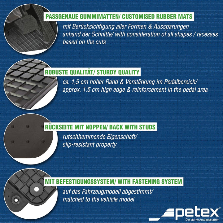 PETEX Gummimatten passend für A6 ab 04/2011-06/2018 / A6 Avant ab 09/2011 / A6 Allroad ab 04/2012 /