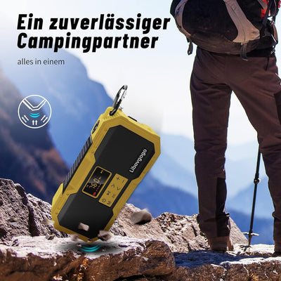 Auto-Scan FM/AM Kurbelradio mit Handyladefuntion Solarladegerät,10W IPX5 Spritzschutz Bluetooth-Laut