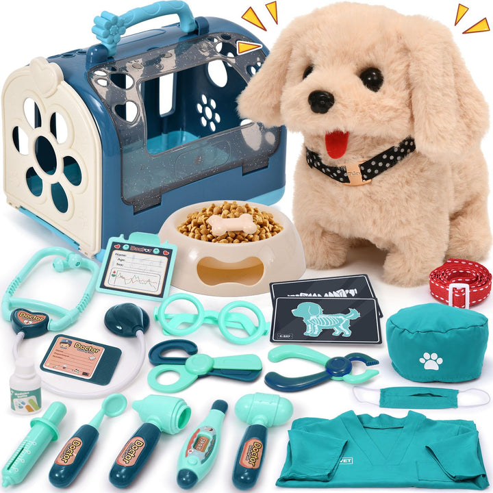 Tierarzt Spielzeug Kinder mit Elektrisch Plüsch Hund Spielzeug der Läuft Bellt Schwanzwedelt, Arzt K