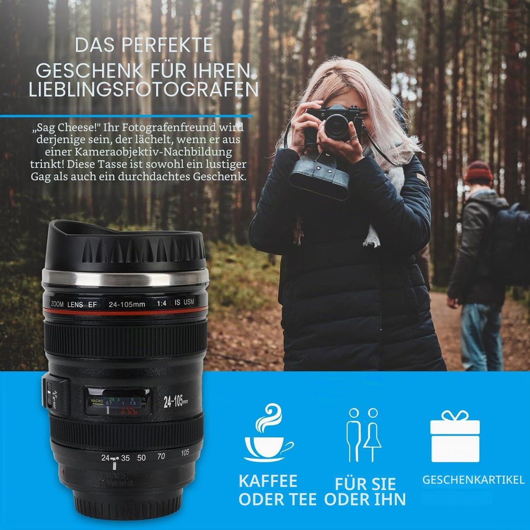 Objektiv Tasse Kamera Kaffeebecher, Kameraobjektiv-KaffeetasseGeschenk für Fotografie-Enthusiasten -