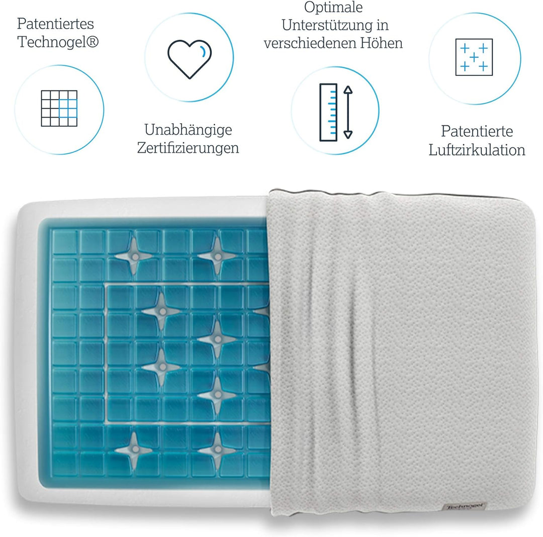 Technogel® Deluxe Orthopädisches Nackenstütz-Kopfkissen – Patentiert, Schadstofffrei & Zertifiziert