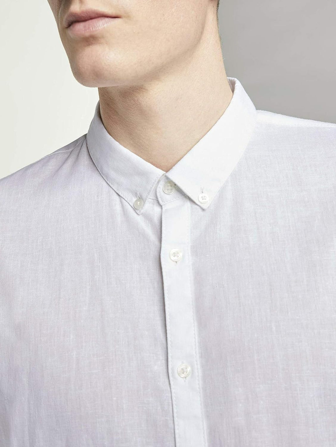 TOM TAILOR Denim Herren Hemd Longsleeve Cotton Linen Shirt weiss M