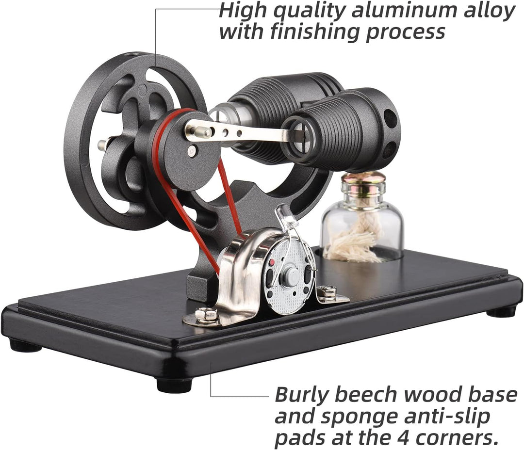 Bisofice Stirlingmotor Stirling Motor Modell mit LED Licht, Heissluft Sterling Engine, Schwungrad-De