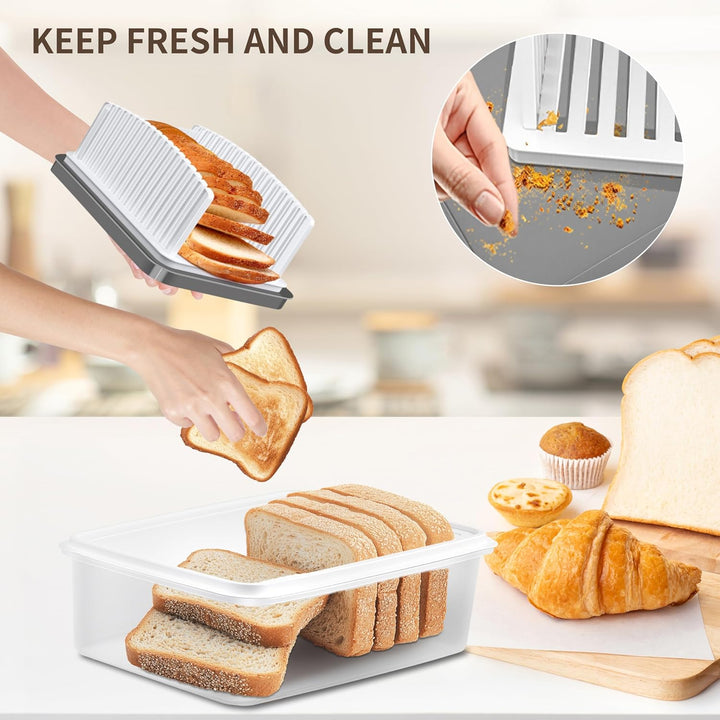 Brotschneider mit Box, 2-in-1 Brotschneider und Brotbox, brotschneidemaschine klappbar, Krümelauffan