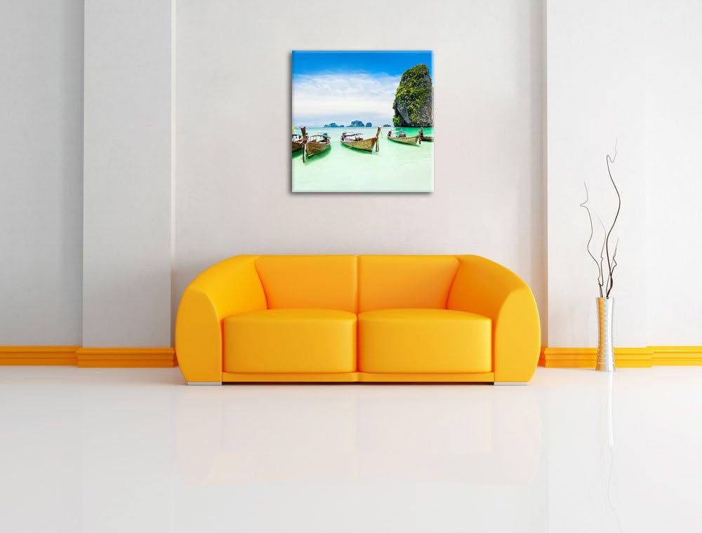 Pixxprint Schöne Boote im Pazifik als Leinwandbild/Grösse: 70x70 cm/Wandbild/Kunstdruck/fertig bespa