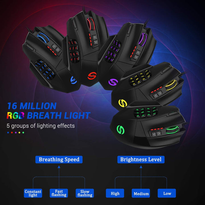 UtechSmart Venus -gaming maus 12 tasten mmo maus 16400 dpi USB Laser Gaming Mouse | 18 Tasten naga |