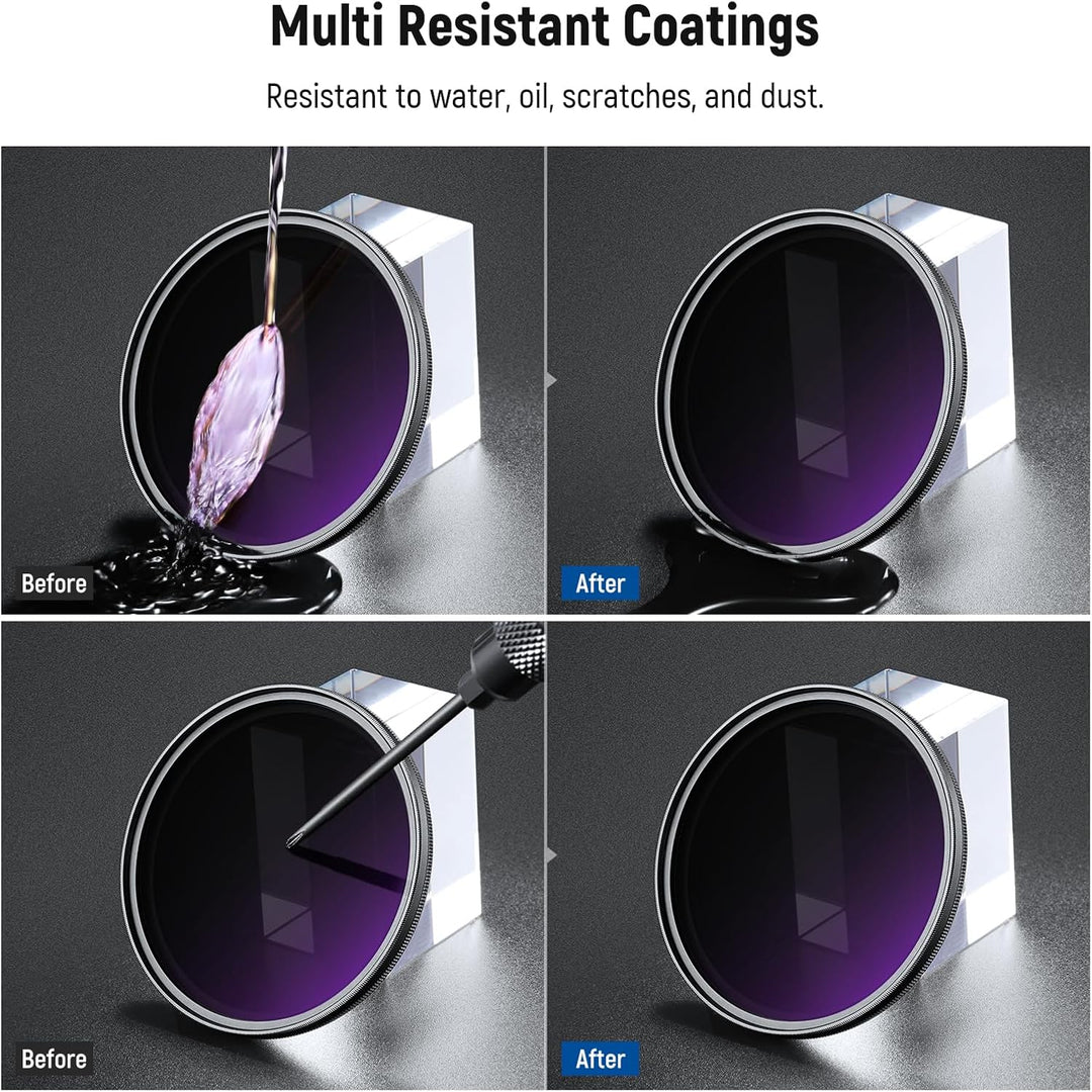 NEEWER 58mm Variabler ND Filter ND2-400 (1-9 Stop) mit 3X Reinigungstuch, Einstellbarer, drehbarer G