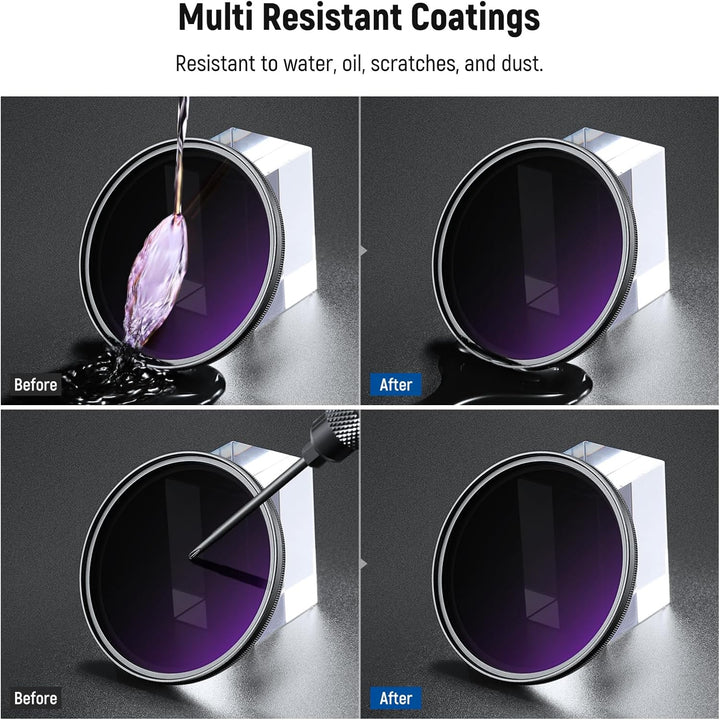 NEEWER 82mm Variabler ND Filter ND2-400 (1-9 Stop) mit 3X Reinigungstuch, Einstellbarer, drehbarer G