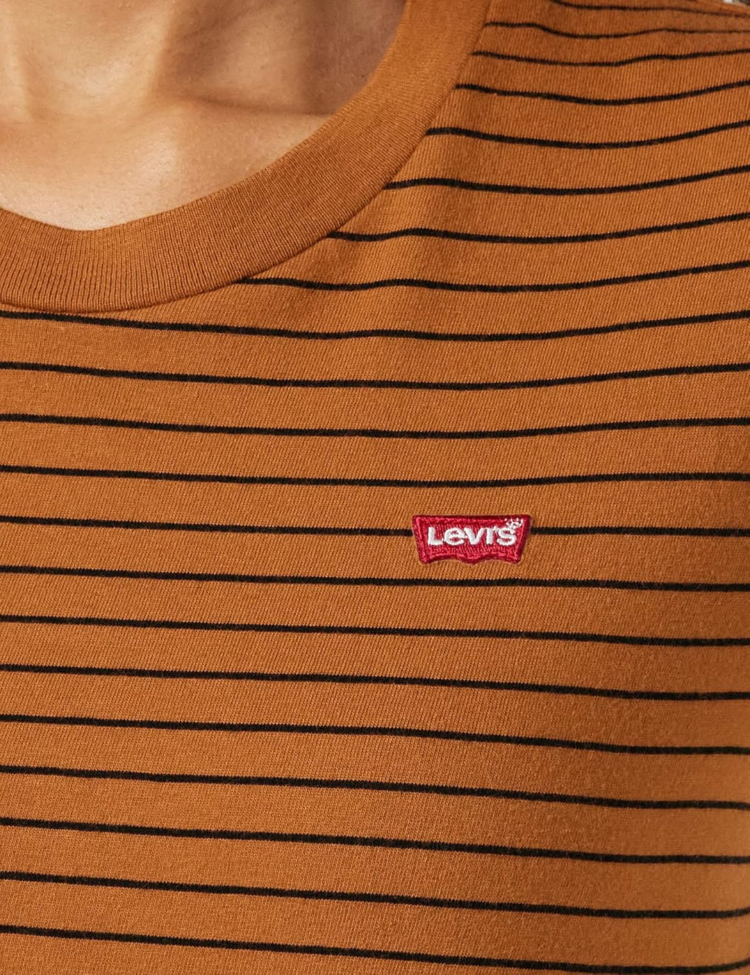 Levi's Damen The Perfect Tee T-Shirt, Striped Chesthit Logo XXS Glazed Ginger, XXS Glazed Ginger
