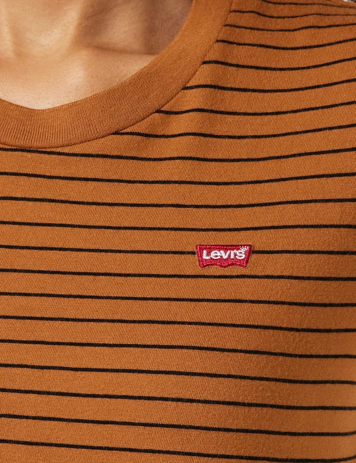 Levi's Damen The Perfect Tee T-Shirt, Striped Chesthit Logo XXS Glazed Ginger, XXS Glazed Ginger