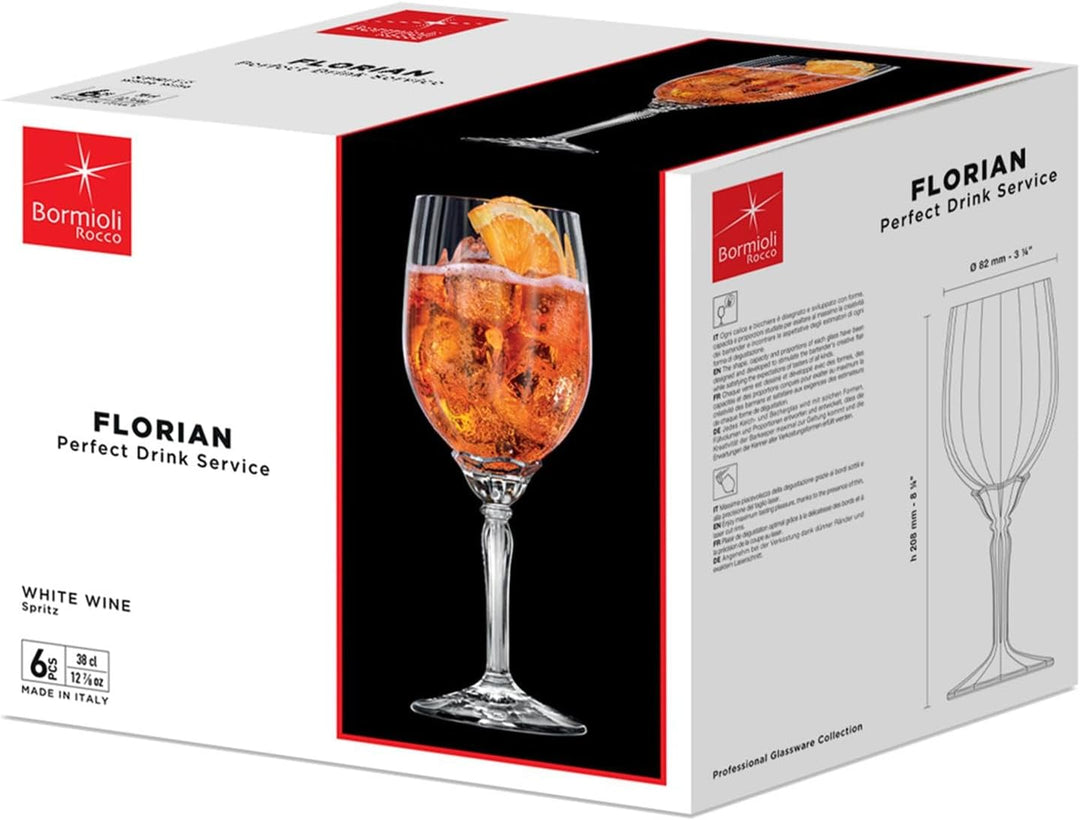Rocco Bormioli Bormioli Rocco Florian Set aus 6 Glas, transparenter Fuss für weisse Weine, 38 cl, du