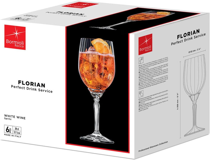 Rocco Bormioli Bormioli Rocco Florian Set aus 6 Glas, transparenter Fuss für weisse Weine, 38 cl, du