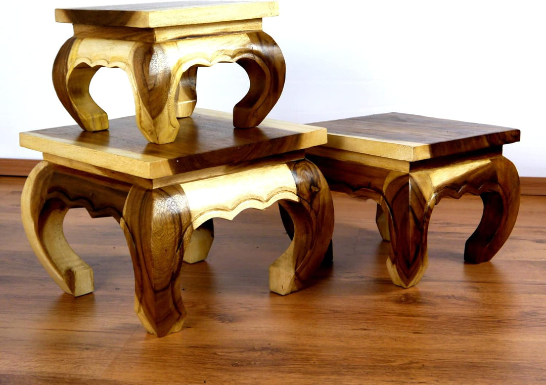 livasia Opiumtisch, Beistelltisch aus Massivholz, Nachttisch (30cm) 30 x 30 cm, 30 x 30 cm