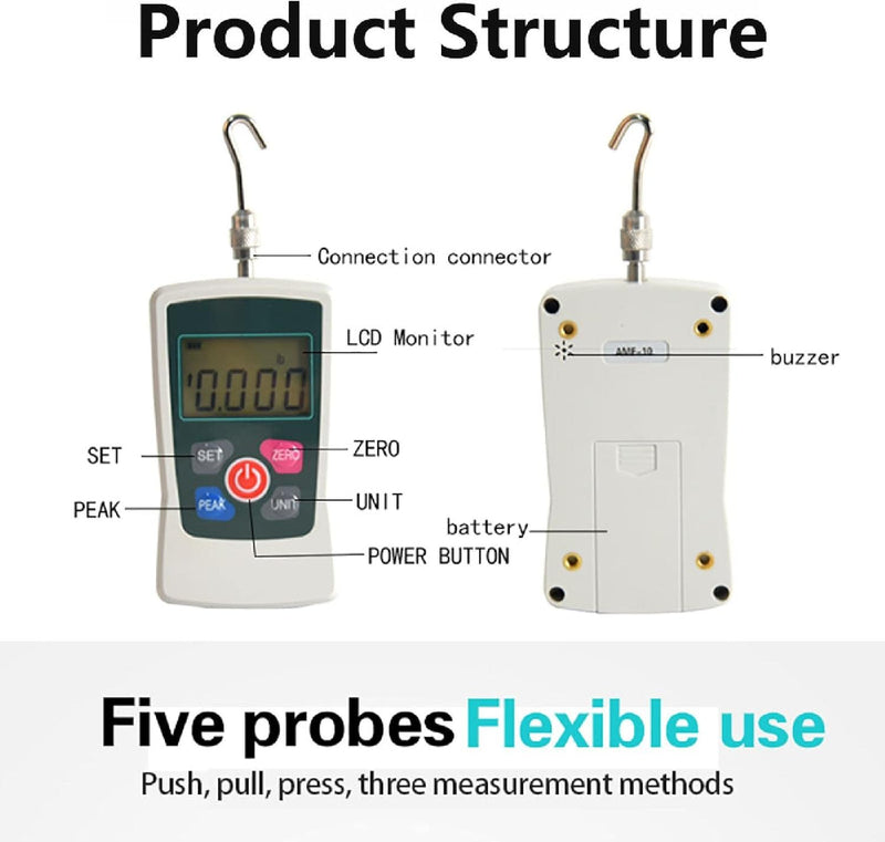 Digital Force Gauge Push and Pull Tester Dynamometer Druck LCD Hochpräzise Schubmesser Messgeräte mi