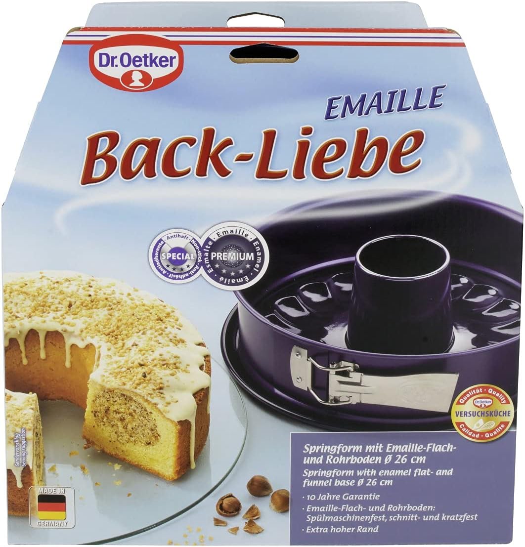 Dr. Oetker Springform Ø 26 cm Back-Liebe Emaille – 26er Kuchenbackform mit extra hohem Rand in Dunke