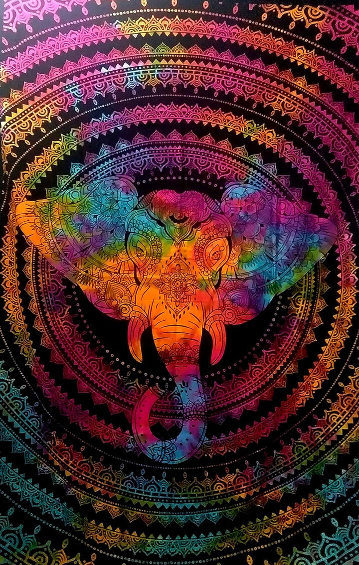 Purpledip Cotton Bed Cover Wall Poster Beach Throw 'Colors of The Jungle': Bohemian Hanging Tapestry