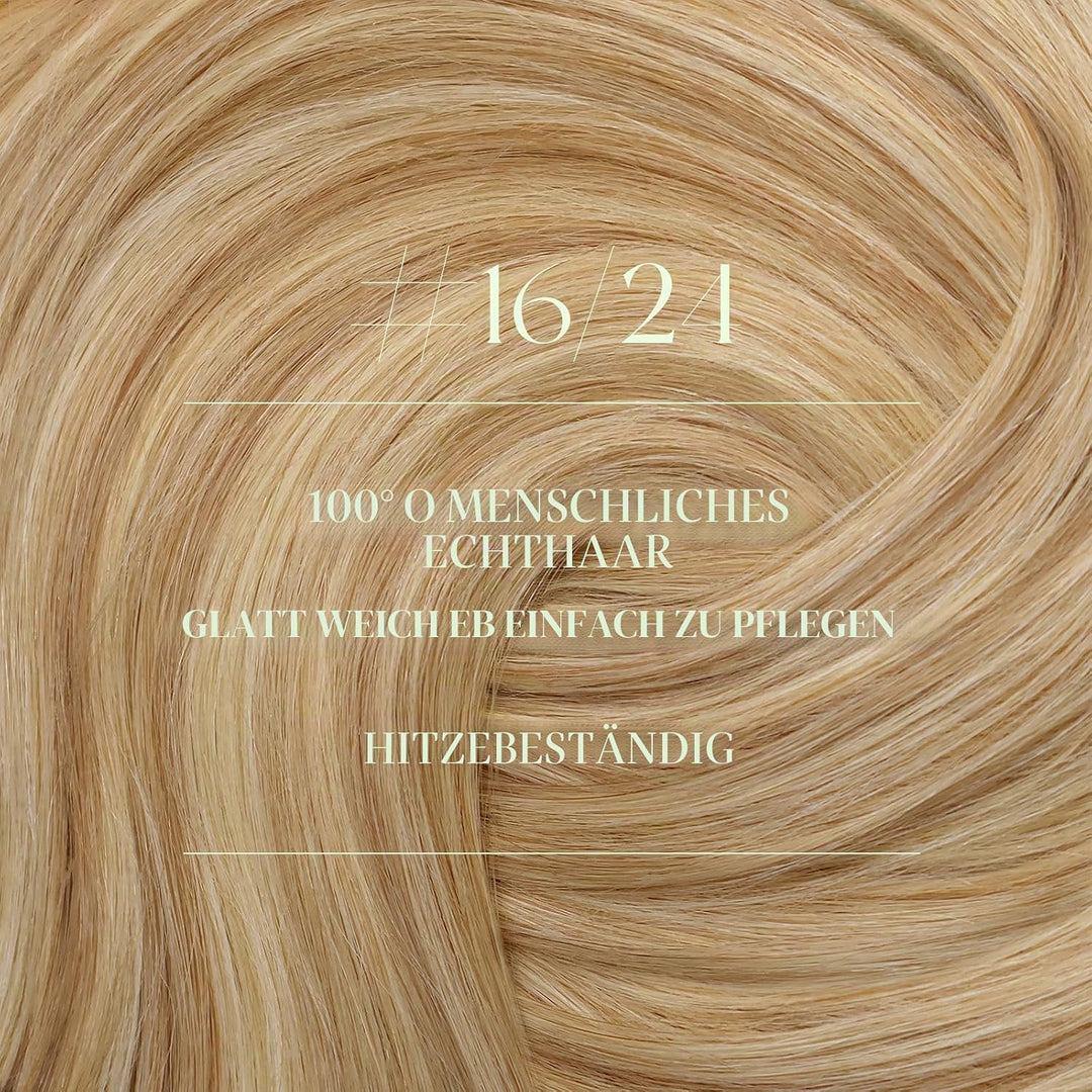 RUNATURE Echthaar Clip in Extensions Highlights Blond 50cm Clip in Haarverlängerung Echthaar Unsicht