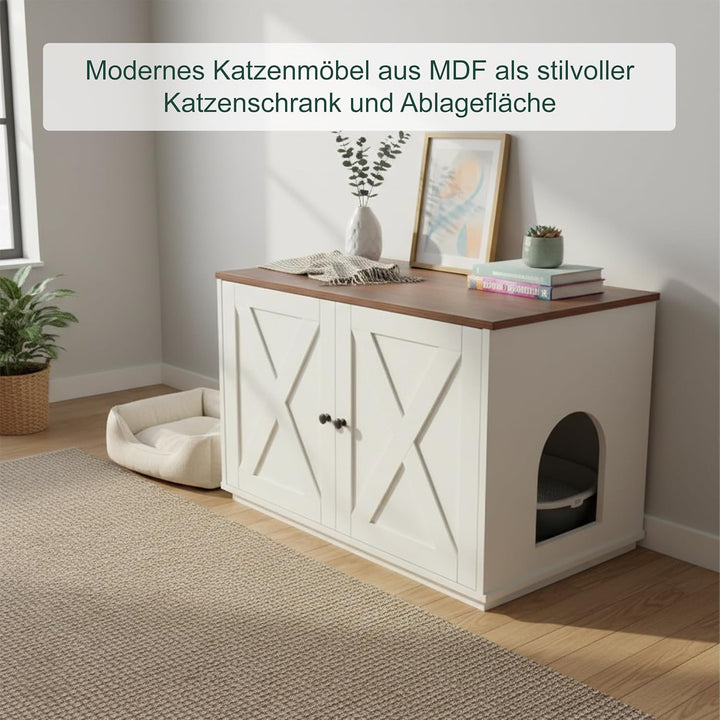 Relaxdays Katzenschrank f. Katzentoilette, Separate Trennwand, Eingang, Katzenklo verstecken, HBT 50