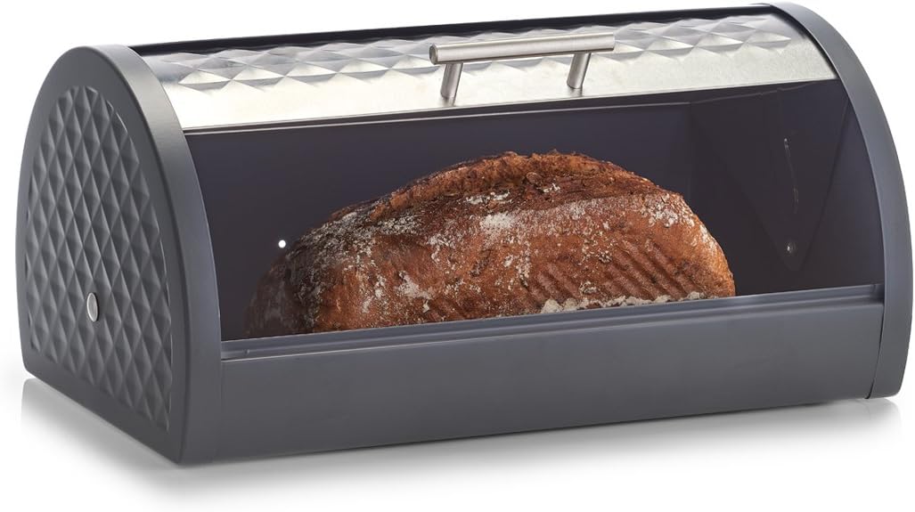 Zeller 27396 Brotkasten, Edelstahl/Metall, anthrazit, 39x28x19 ca. 39 x 28 x 19 cm Anthrazit, ca. 39