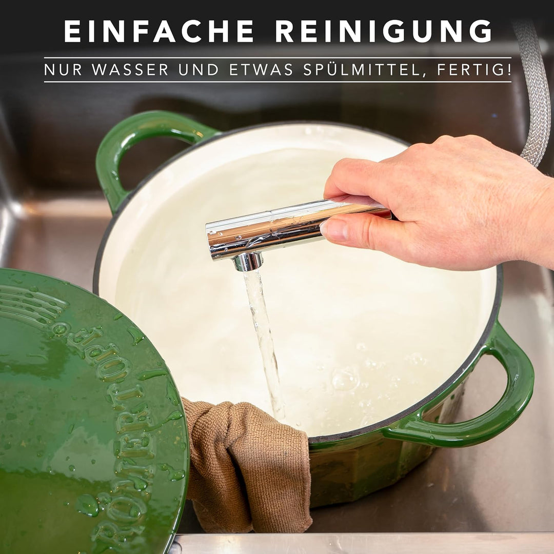 Römertopf Gusseisen Topf mit Deckel 24 cm – Bräter &amp; Schmortopf emailliert, Dutch Oven für alle Herd