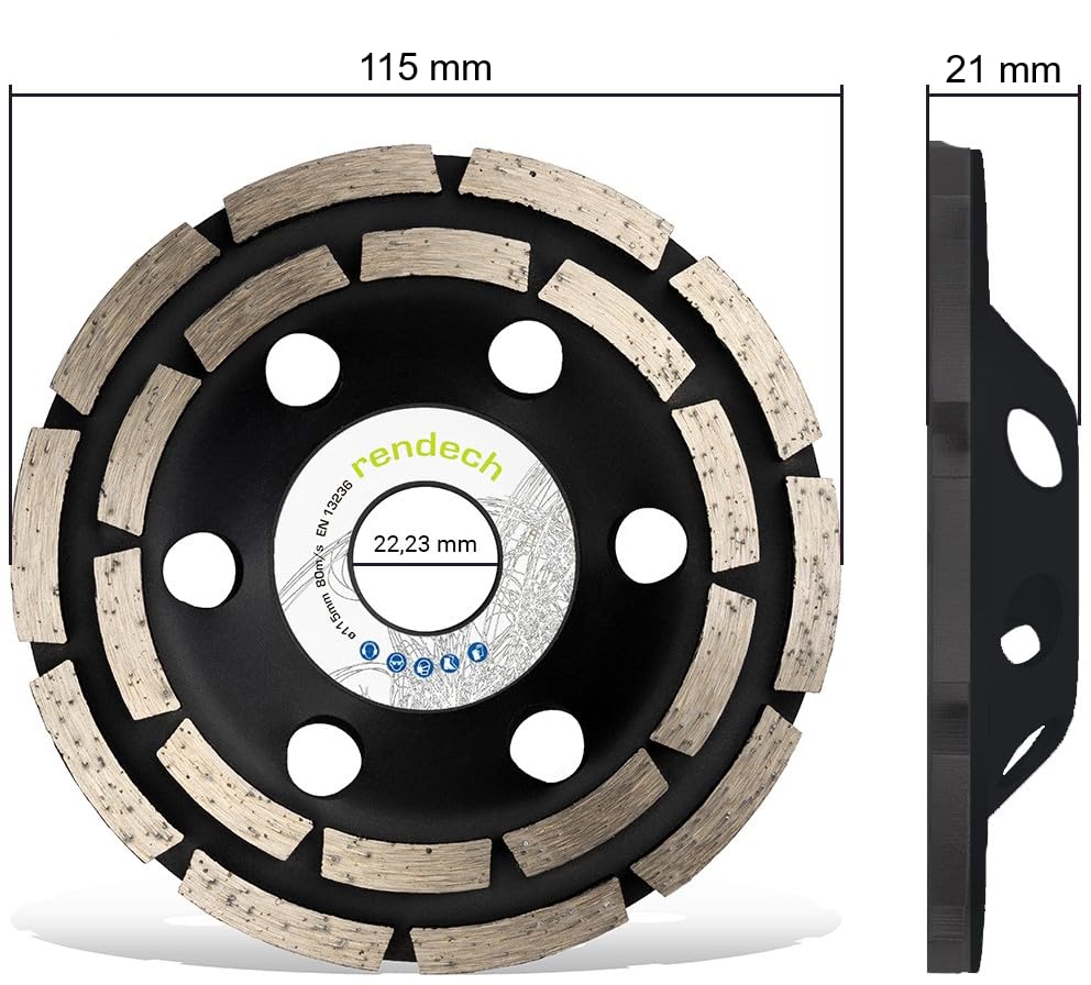 2x Profi Diamant Schleiftopf 115 mm für Beton, Stein, Fliesenkleber uvm. - Beton Schleifscheibe 115m