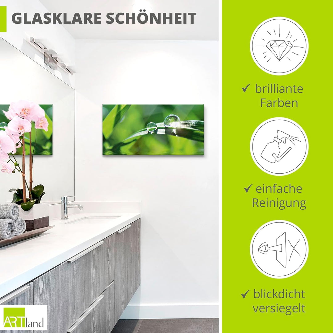 ARTland Glasbilder Wandbild Glas Bild einteilig 60x30 cm Querformat Natur Botanik Pflanzen Gräser Wa