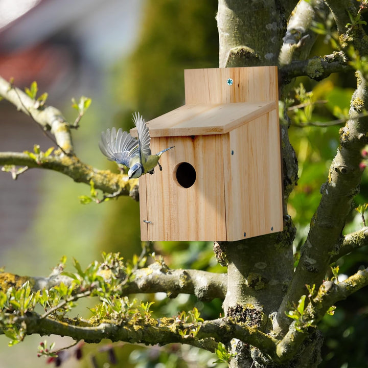 Relaxdays Nistkasten Bausatz für Vögel, 35mm Einflugloch, HBT: 23x14x18 cm, Vogelhaus zum selber Bau