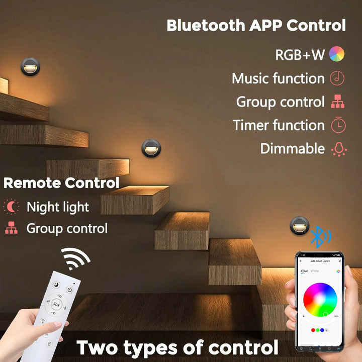 Bluetooth Treppenbeleuchtung aussen RGB warmweiss kaltweiss 1.5W 65mm(Nicht die Standardgrösse 60mm)