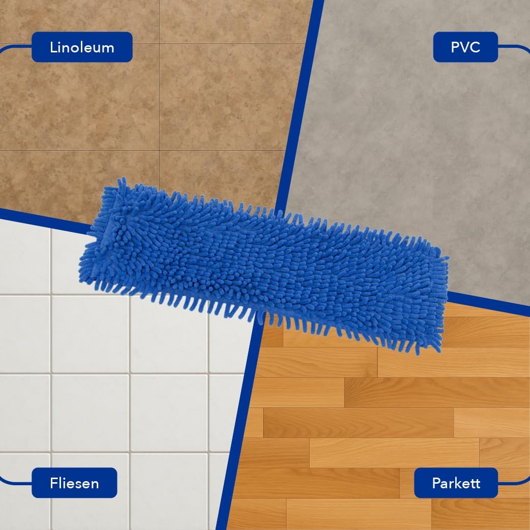 Chenillemopp Basic Wischbezug blau, 50cm - Ersatzbezug für Bodenwischer - Wischmopp Bezug für alle g