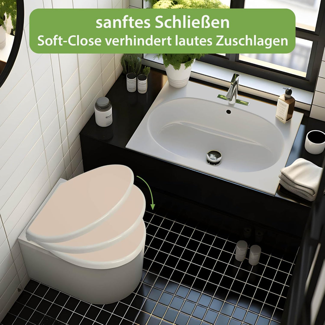 banjado Toilettendeckel mit Absenkautomatik 44,5x37cm - Soft Close Toilettensitz - WC Sitz mit Absen