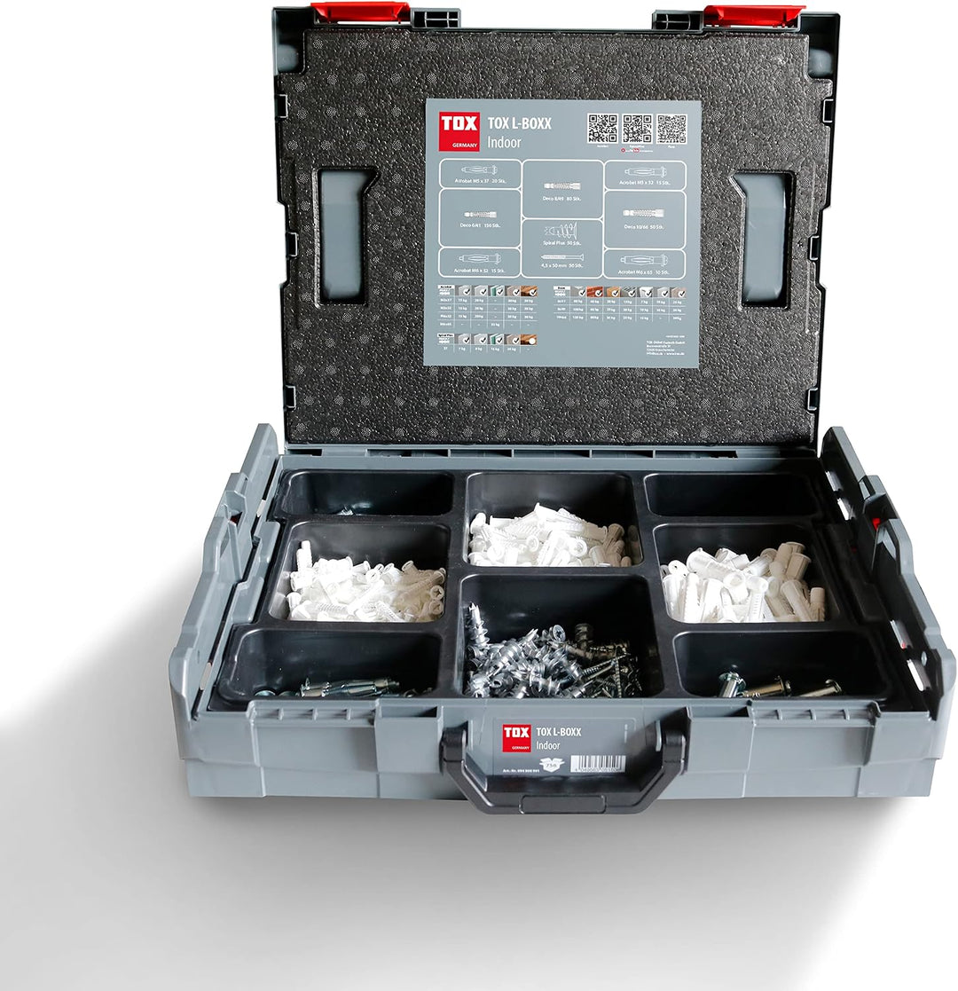 TOX L-BOXX Sortimentskoffer Indoor, effektiv, robust, belast- &amp; stapelbar &amp; Hohlraum-Dübelsortiment,