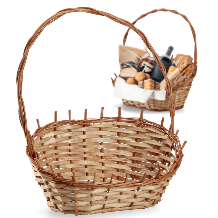 KADAX Geschenkkorb, Universeller Weidenkorb, Hochwertiger Henkelkorb, Flaschenkorb, Süssigkeitenkorb