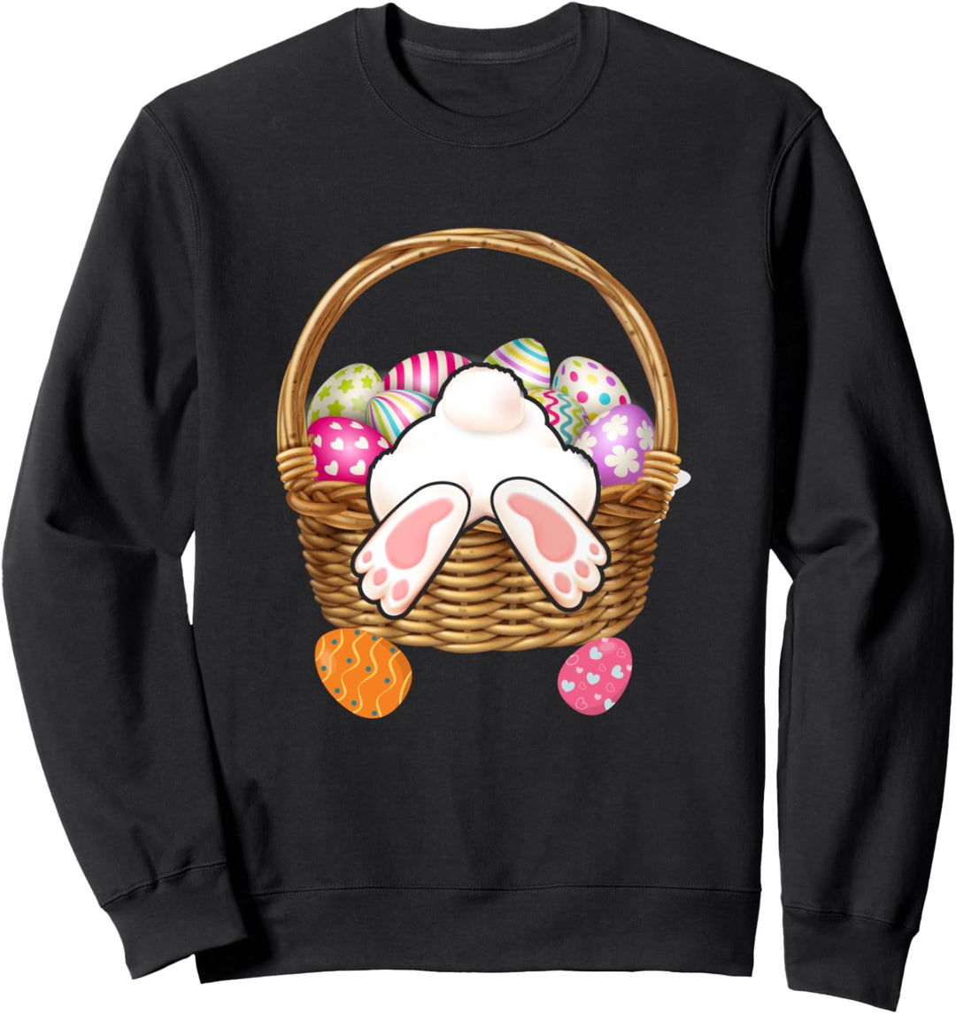 Niedliche Hase Kaninchen Korb Ostereierjagd Jungen Mädchen Sweatshirt