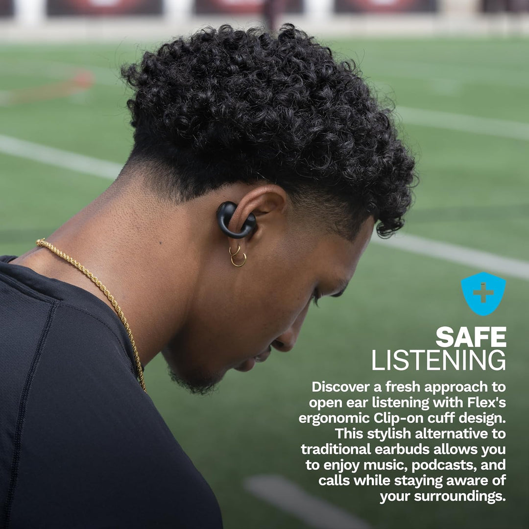 JLab Flex Open Ear Kopfhörer - Open Ear Earbuds, Manschetten-Design Clip-On-Kopfhörer, 21 Stunden Ak