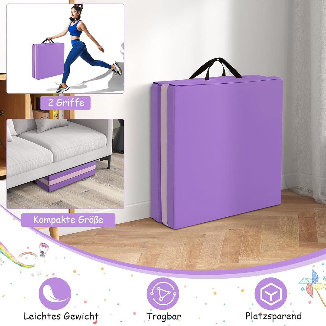 COSTWAY 180 x 60 x 5 cm Weichbodenmatte klappbar, Gymnastikmatte tragbar, Yogamatte wasserabweisend,