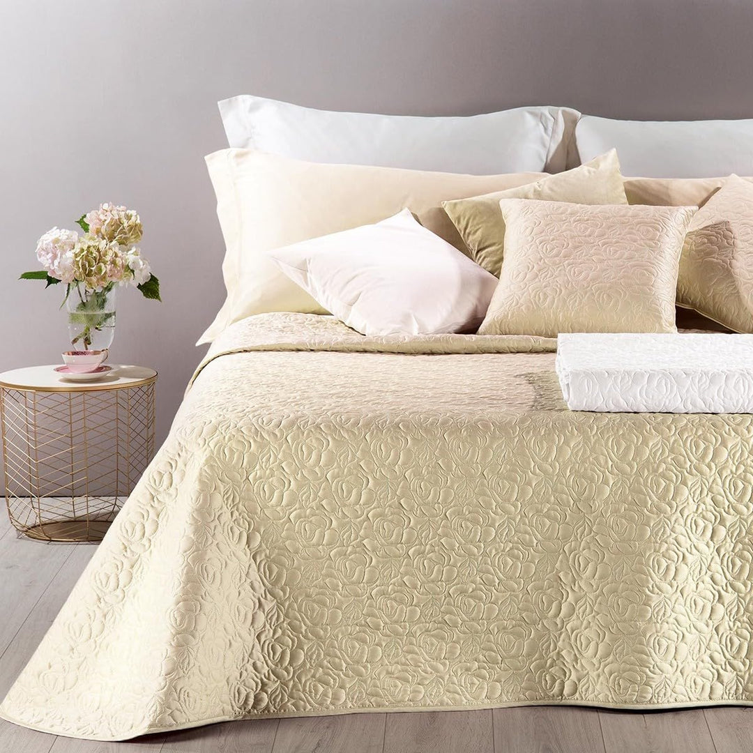 Caleffi - Tagesdecke, gesteppt, Patricia, einfarbig, für Doppelbett, Elfenbein Re Elfenbein, Re Elfe