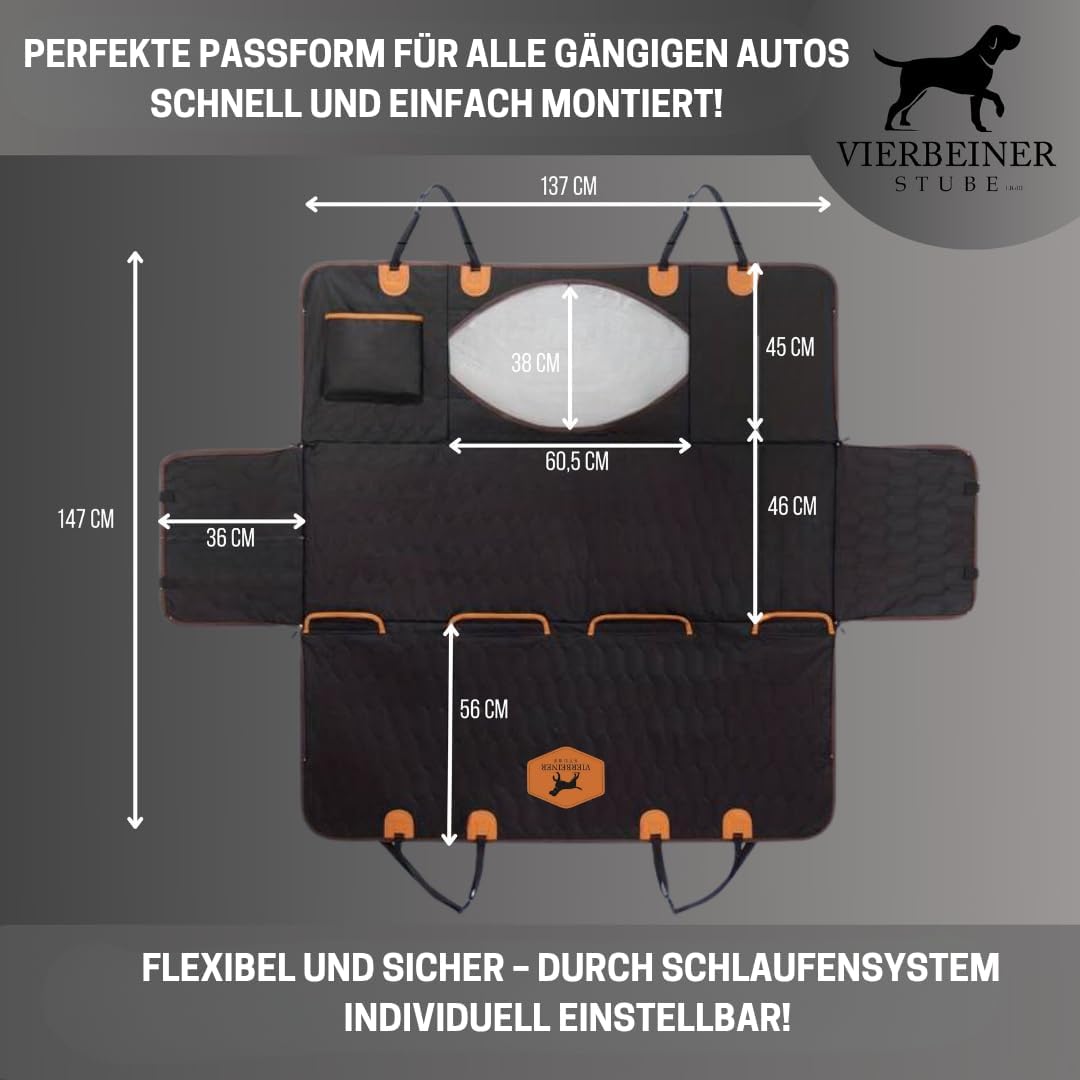 VierbeinerStube Premium Autoschondecke Hundedecke für Rücksitz/Rückbank und Kofferraum – Langlebige