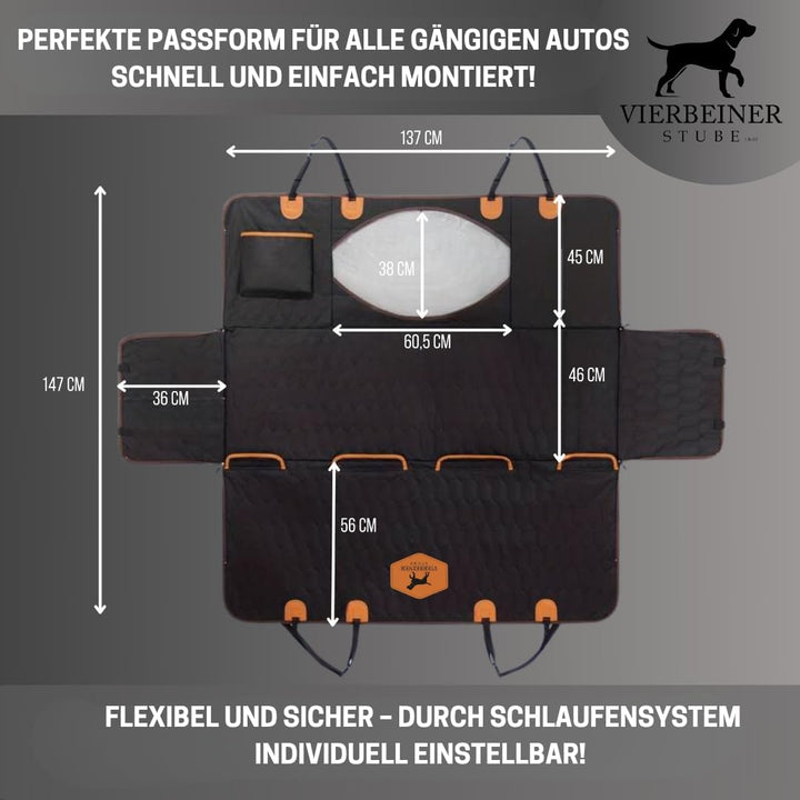 VierbeinerStube Premium Autoschondecke Hundedecke für Rücksitz/Rückbank und Kofferraum – Langlebige