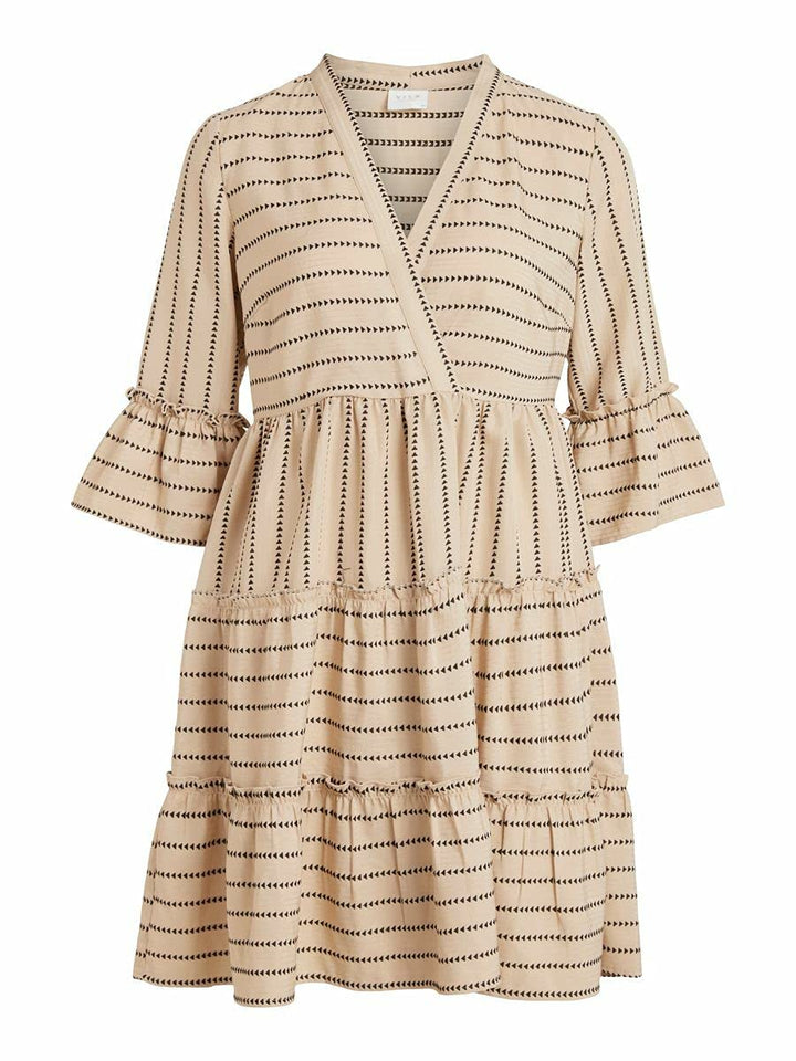 Vila Damen Kleid 34 Humus/Detail:w. Black, 34 Humus/Detail:w. Black