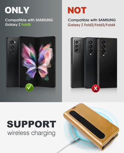 OCASE Hülle Samsung Galaxy Z Fold 5 5G Handyhülle mit [S Pen Halter] [Grenzschutz] [Premium PU Leder