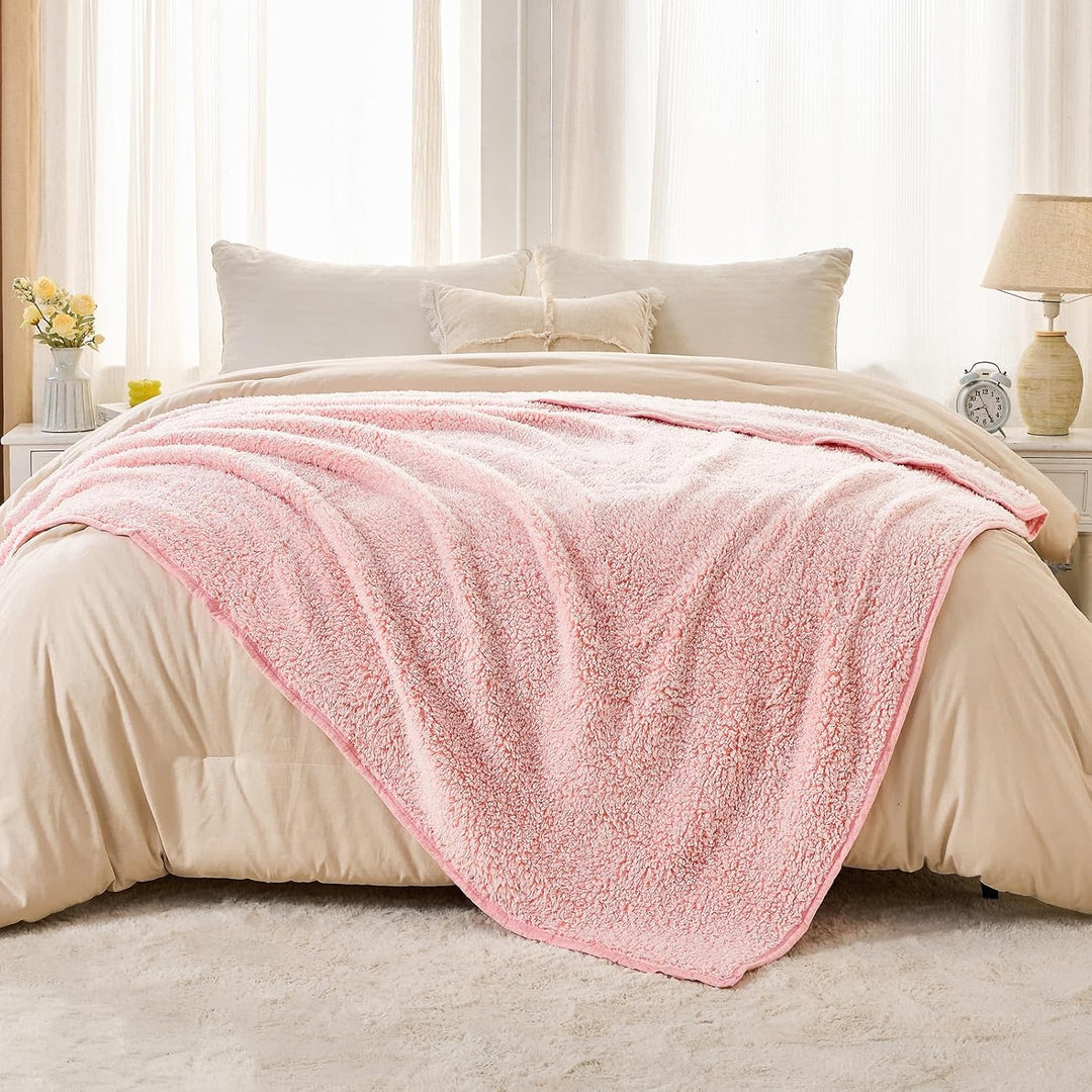 EMME Sherpa-Decke, Fleece-Überwurfdecke, weich, Plüsch, warme und gemütliche Decke, doppellagig, 3D-