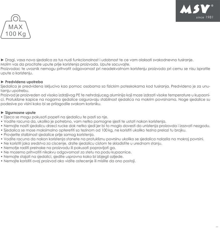 MSV Duschhocker, Aluminium, Polypropylen, Bunt
