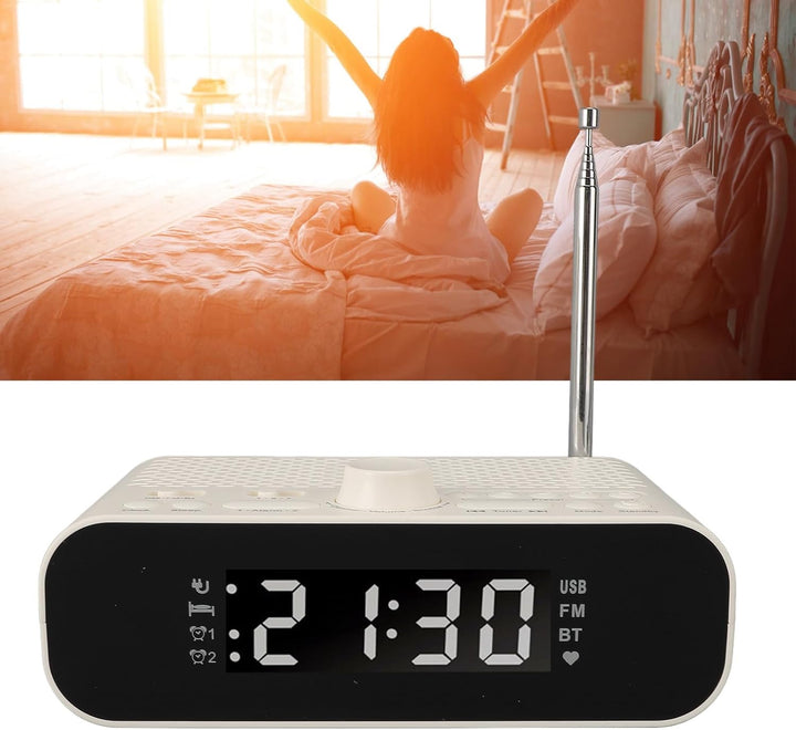 Digitaler Radiowecker, Dual Wecker, Lautsprecher, UKW Radio mit USB Ladeanschluss, 5.0 Verbindung, L