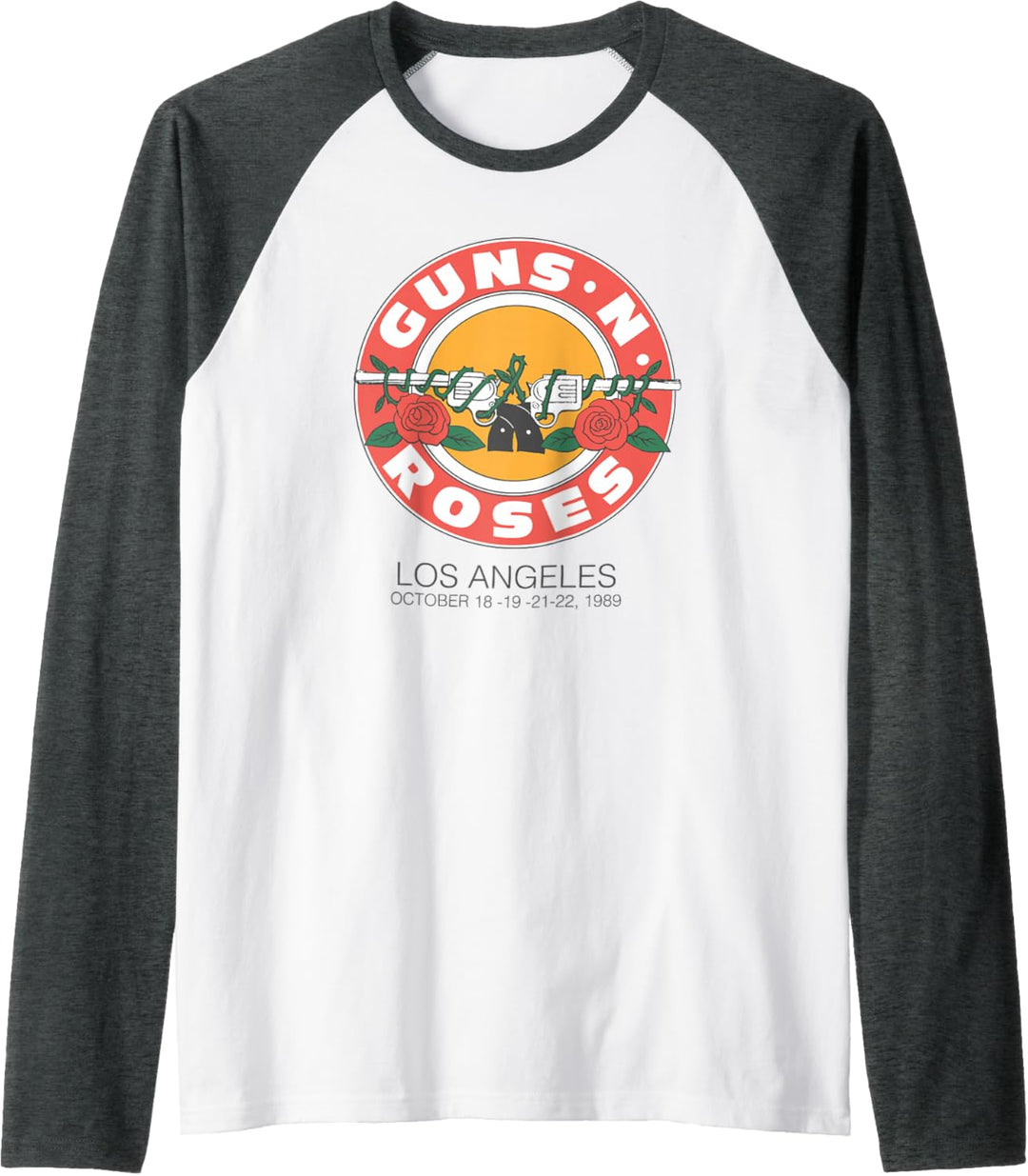 Offizielle Guns N' Roses 1989 Bullet Seal LA Raglan