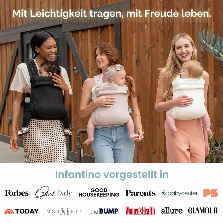 Infantino Honey Blossom Babytrage, Ergonomisch, M-Position, Gleitsitz, Kreuzträger, 3,2–18,1 Kg, Toa
