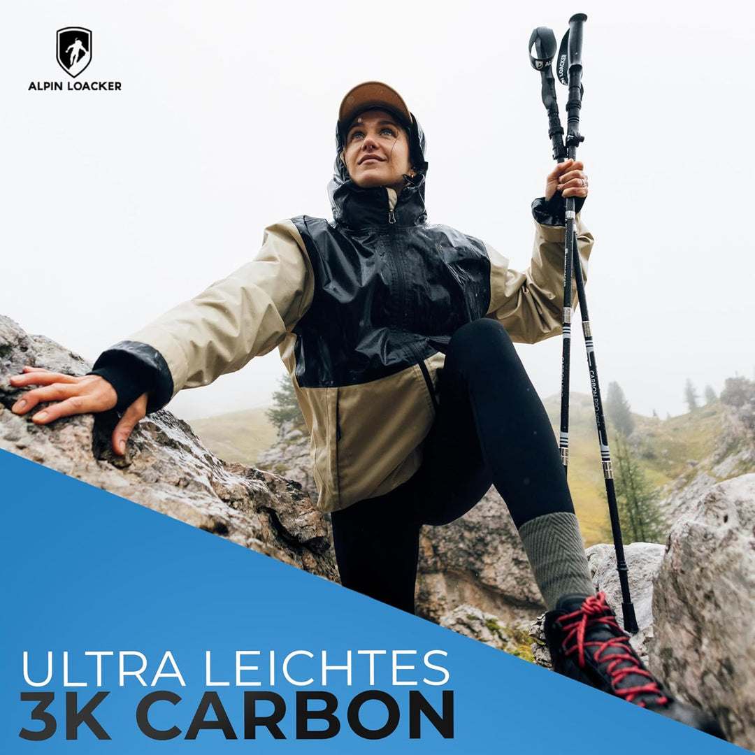 ALPIN LOACKER Wanderstöcke faltbar Carbon oder Aluminium mit Korkgriff I Nordic Walking Stöcke Damen
