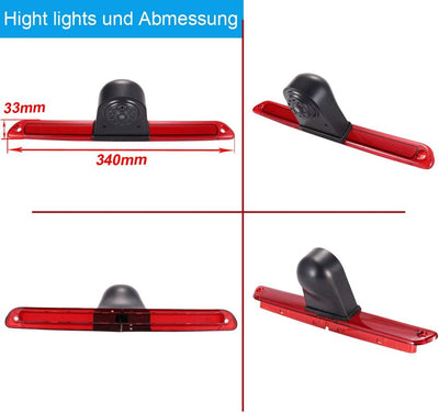 Wasserdicht Einparkkamera Bremslicht Rückfahrkamera integriert in 3. Bremsleuchte Kamera mit 4.3" LC