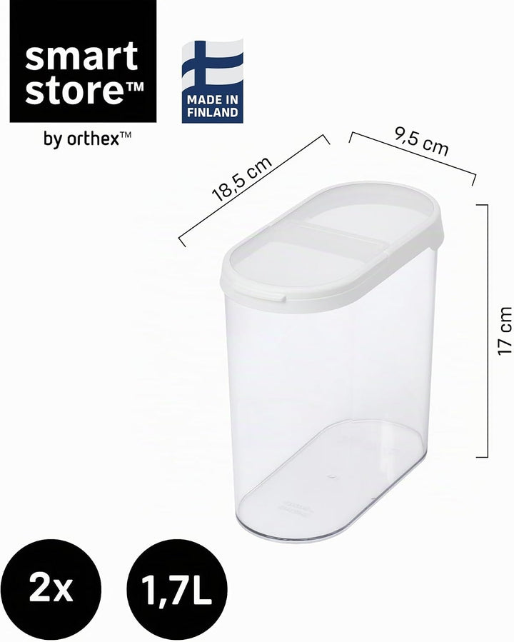 SmartStore Vorratsdose, 2er Set, BPA-frei, 1,7L, Vorratsbehälter mit Deckel I Stapelbar, Transparent